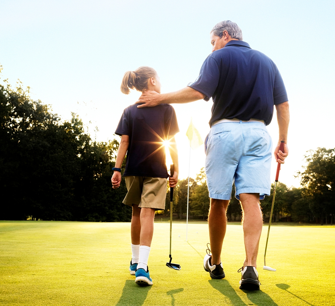 Family bonding during a golf game